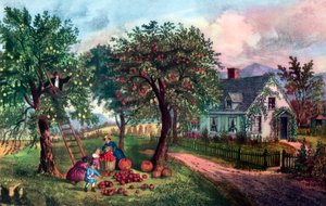 Herdade americana no outono de 1869 de Currier and Ives