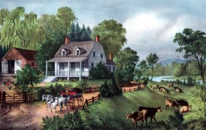 American Homestead no verão de 1868 de Currier and Ives