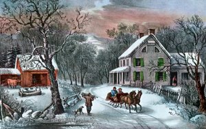 Herdade americana no inverno, 1868 de Currier and Ives