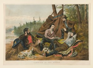 Acampamento na floresta. de Currier and Ives