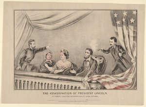 O assassinato do presidente Lincoln no Fords Theatre, Washington DC, 14 de abril de 1865, 1865. de Currier and Ives