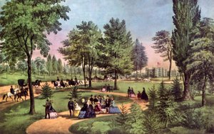 A movimentação, Central Park, 1862. de Currier and Ives