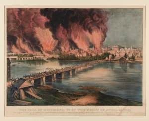 A queda de Richmond, Virgínia, na noite de 2 de Abril de 1865 de Currier and Ives