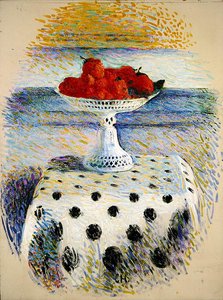 Uma Tigela de Porcelana de Berlim com Morangos de Curt Herrmann