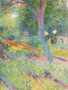 No Jardim do Castelo de Pretzfeld, c.1903 (óleo no cartão) de Curt Herrmann