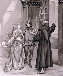 Entre Frei Laurence e Romeo, ilustração de Romeu e Julieta, de Curtazzo Curtazzo
