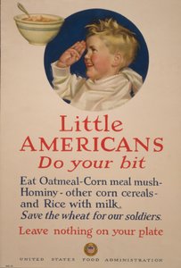 Pequenos americanos, façam sua parte. Salve o trigo para nossos soldados - Não deixe nada no seu prato de Cushman Parker