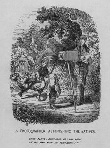 Um fotógrafo a surpreender os nativos (litografia) de Cuthbert Bede