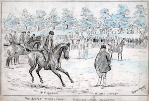 A mostra do cavalo de Melton, julgando os caçadores, c1880-1940.