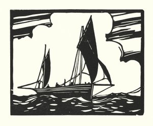 Barcos de pesca e barcaças: Brighton Clinker-Built Lugger (xilogravura)