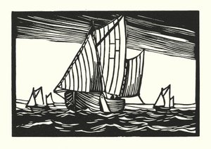 Barcos de pesca e barcaças: Brighton Hoggies (xilogravura) de Cyril A. Wilkinson