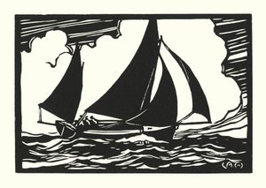 Barcos de pesca e barcaças: Punt do cais de Falmouth (xilogravura)