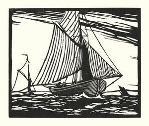 Barcos de pesca e barcaças: Barco de pesca, início do século XIX (xilogravura)