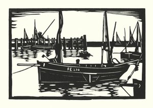 Barcos de pesca e barcaças: Folkestone Beam-Trawler (xilogravura)