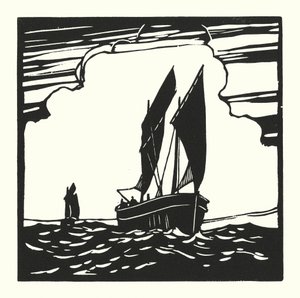 Barcos de pesca e barcaças: Drifter de Mounts Bay (xilogravura)