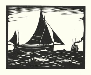 Barcos de pesca e barcaças: Plymouth Hooker (xilogravura)