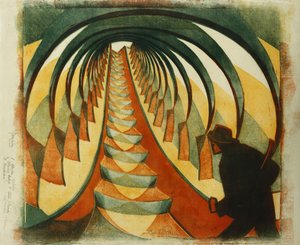 The Escalator, c. 1929 (linocut impresso em cores no Japão fino)