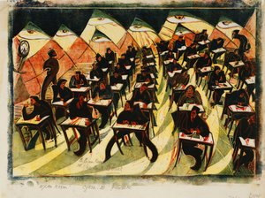 The Exam Room, c. 1934 (linocut impresso em cores no Japão fino)