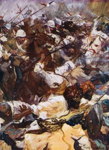 Carga dos Lanceiros em Kandahar (cor litho) de Cyrus Cuneo