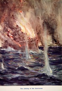 "O naufrágio do Gneisenau", ilustração de "Told in the Huts: o livro de presentes do YMCA", publicado em 1916 de Cyrus Cuneo