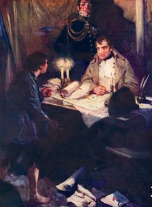 Jovem rapaz se aproximando de Napoleão com inteligência militar crítica de Cyrus Cuneo
