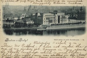 Postal representando uma visão geral de Praga de Czech Photographer