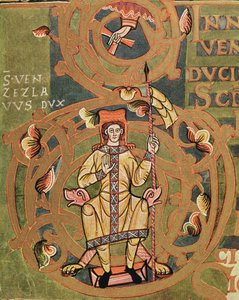 Ms XIV A 13-1 São Venceslau (907-929) do Códice de Vysehrad, c.1085 de Czech School