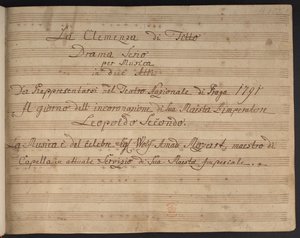 Página de título da partitura La Clemenza di Tito de Czech School