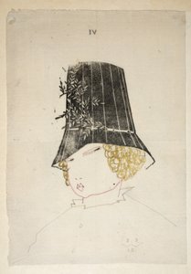 Projeto para um chapéu, placa 4, ilustração de &39;Wiener Werkstatte modo 191415&39;, pub. Eduard Kosmack, Viena, 1914-1915 (linogravura colorida à mão)
