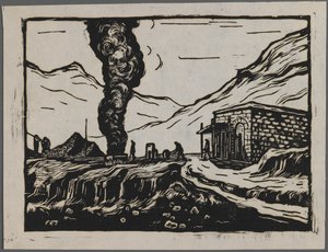 Refinaria de aço, c.1945 (xilogravura) de Dah Ma