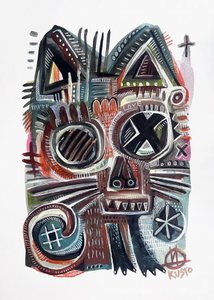Gato Tribal Abstrato de Daia Kusto