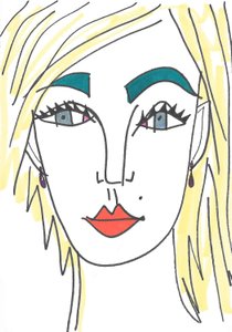 Rapariga de olhos azuis (caneta de feltro sobre papel) de Daisy de Villeneuve