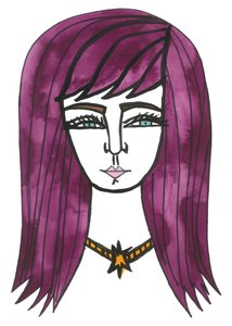 Purple Hair, 2024 (caneta com tinta sobre papel)