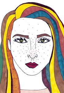 Autorretrato (técnica mista) de Daisy de Villeneuve
