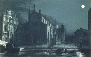 Cena Nocturna da Igreja das SS. Giovanni e Paolo, Veneza, gravada por Brizeghel (litho) de Dalda (after)