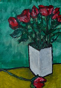 Natureza morta com rosas vermelhas de Dale Hefer & Family