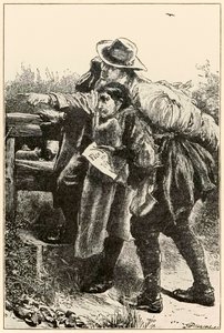 Evangelista aponta o caminho dos peregrinos Progresso deste mundo, para o que está por vir John Bunyan (1628-1688) ilustração de Thomas Dalziel (1823-1906) Evangelista mostrando Christian o wa