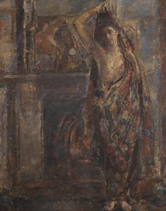 Mulher drapeada ao pé de um manto (verso),1938 (óleo sobre tela)