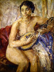 Modelo e bandolim (óleo sobre tela)
