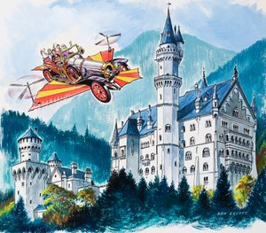 Chitty Chitty Bang Bang passa por Neushwanstein nos Alpes Bávaros de Dan Escott