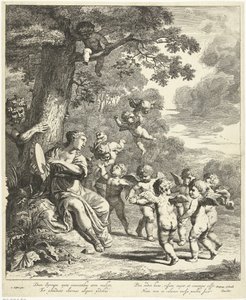 Pan e Syrinx com dança putti de Dancker Danckerts