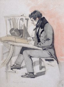 Henry Sass, c.1830 (giz preto, aquarela e caneta e tinta sobre papel) de Daniel Maclise