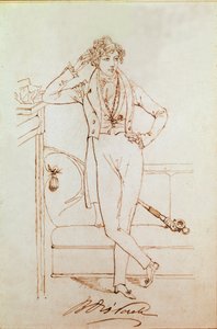 Retrato de Benjamin Disraeli, político britânico e fundador do Partido Conservador de Daniel Maclise