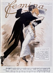 Casal dançando o tango - ilustração de Daniel De Losques (Henri Casimir Paul Thouroude) (1880-1915) - em "Femina" de 15/10/1913