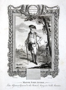 Major John Andre, falecido general adjunto do exército britânico na América do Norte, gravado por Thomas Cook (1744-1818) c.1785 (gravura)