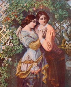 Shakespeare: Celia e Rosalind, As You Like It, Ato I, Cena 3 (lito colorido)