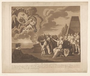Alegoria do casamento (provavelmente) de Frederico Guilherme III da Prússia com Louise van Mecklenburg-Strelitz, 1793 Den Brennen Widmet (título no objeto) de Daniel Berger