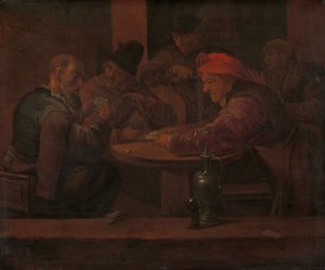 Homens a jogar às cartas numa taberna, c.1660-1680 (óleo sobre painel) de Daniel Boone