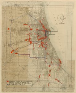 Plano de Chicago, Chicago, Illinois, Diagrama de Circuitos Ferroviários, 1909.