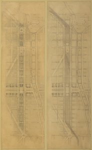 Ilustração 79 2 Desenhos do Plano de Chicago, 1909: Sugestão de localização e disposição do... de Daniel Burnham